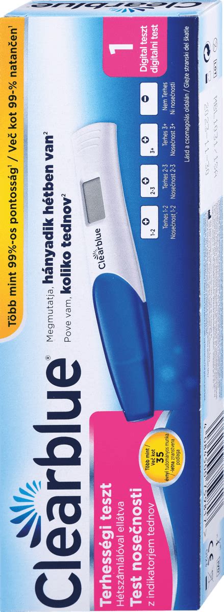 Ilustracija delovanja Clearblue digitalnega testa nosečnosti z indikatorjem tednov