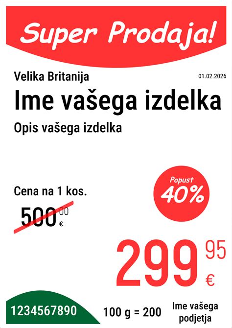 Pregled cenovnih oznak v trgovini