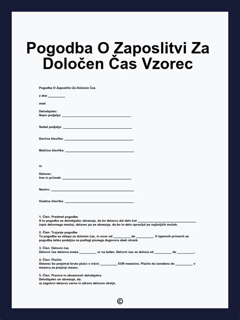 Diagram časovnice zaposlitve za določen čas