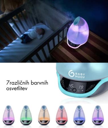 Ilustracija dojenčka, ki se igra v sobi z vlažilcem zraka