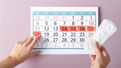 Kalendar z označenim datumom menstruacije