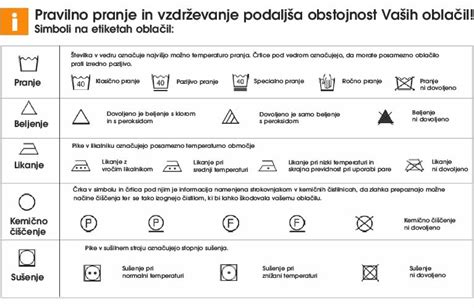 Simboli za vzdrževanje oblačil