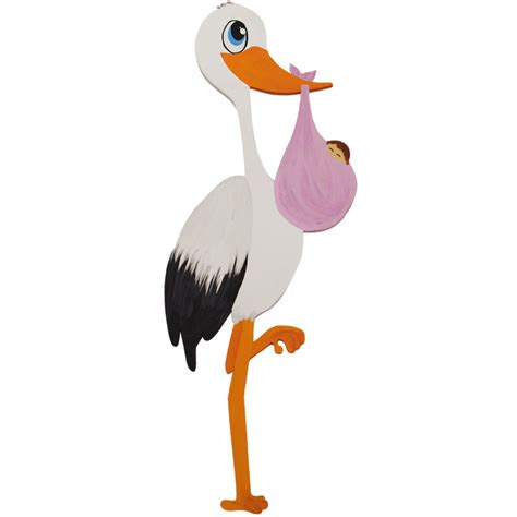 Ilustracija bele štorklje z dojenčkom v culji