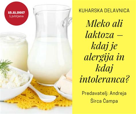 Diagram razlike med alergijo na mleko in intoleranco na laktozo