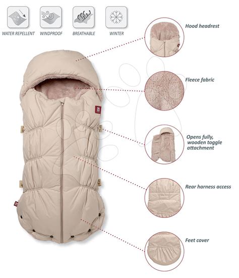 Podrobna fotografija rokavic za voziček Red Castle, ki prikazuje njihovo teksturo in način pritrditve.