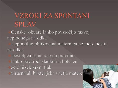 Infografika o pogostosti vzrokov za spontani splav
