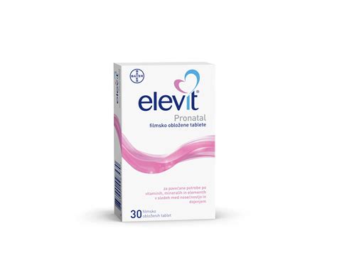 Infografika z obkroženimi ključnimi vitamini in minerali v Elevit Pronatal