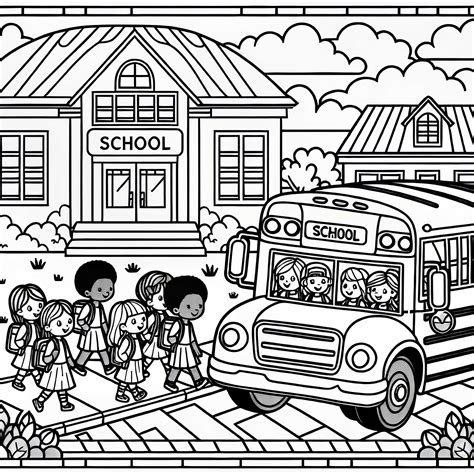 Ilustracija skupine otrok, ki vstopajo na avtobus