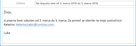 Ikona za sporočilo o odsotnosti