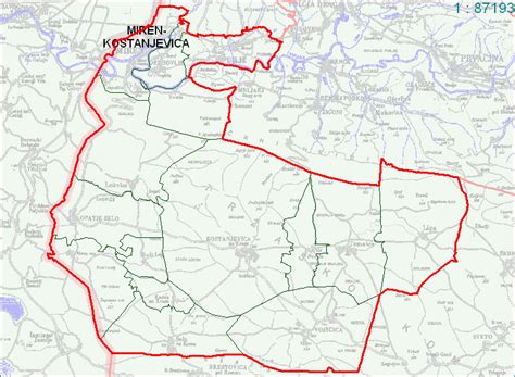 Občina Miren-Kostanjevica - zemljevid