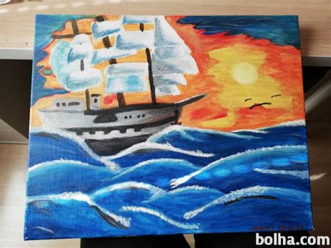 Ilustracija ladje na morju