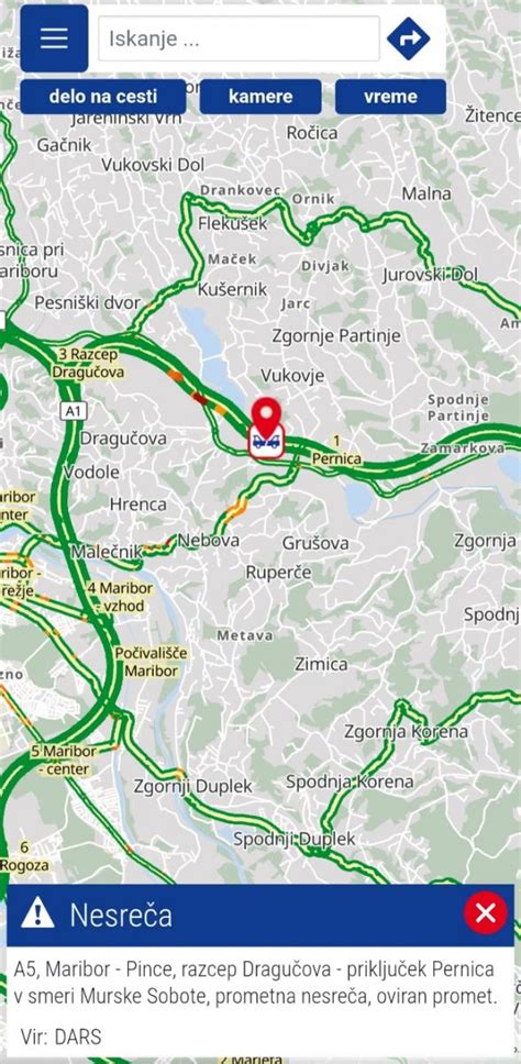 Shematski prikaz prometne nesreče na avtocesti