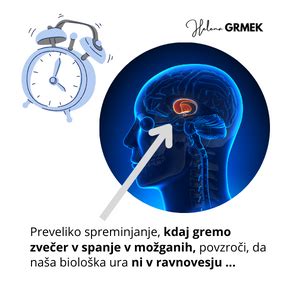 Shema prikazuje primer večerne rutine pred spanjem.
