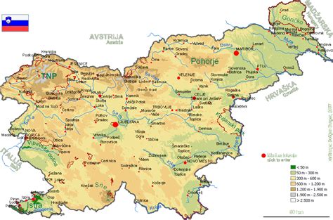 Zemljevid Slovenije s poudarjenim Kranjem